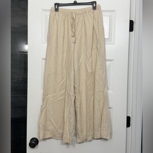 Beige Wide-Leg Pants